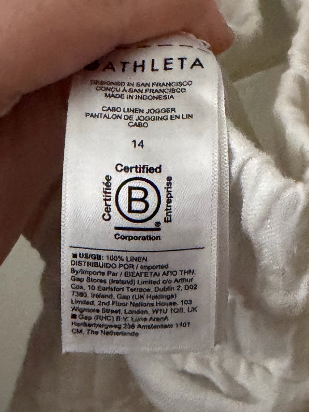 Athleta Women’s Cabo Linen Jogger White Womens Sz 14 Coastal Lagenlook - Picture 6 of 6